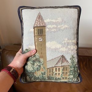 Needlepoint Pillows With Clock tower Motif